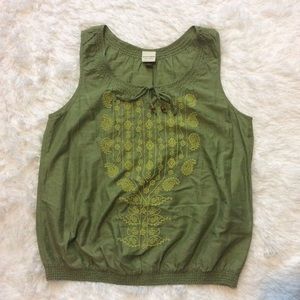 Dark green sleeveless blouse